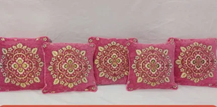 Pink color Luxury Jacquard Velvet Cushion Cover Set 5 Piece Export Quality Elegant & Durable