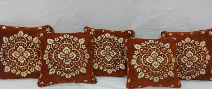 Luxury Jacquard Velvet Cushion Cover Set 5 Piece Export Quality Elegant & Durable
